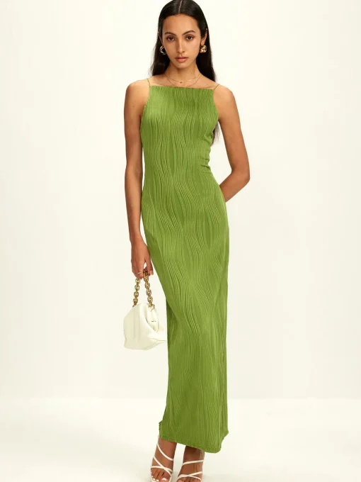 COMMENSE Casual Dresses|Summer Dresses^Ribbed Split Bodycon Cami Dress Green