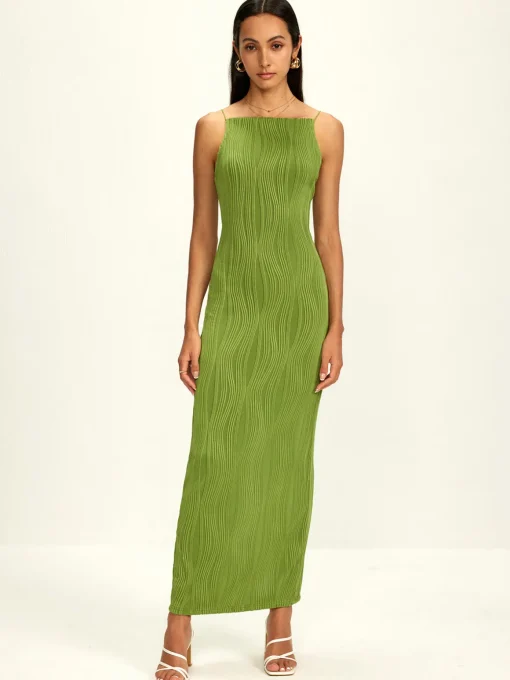 COMMENSE Casual Dresses|Summer Dresses^Ribbed Split Bodycon Cami Dress Green