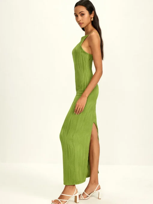 COMMENSE Casual Dresses|Summer Dresses^Ribbed Split Bodycon Cami Dress Green