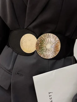 COMMENSE Belts & Chain|Accessories^Ripple Circle Elastic Belt Black