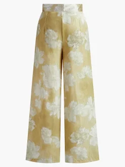 COMMENSE Pants|Bottoms^Romance Floral Printed Straight Pants Apricot