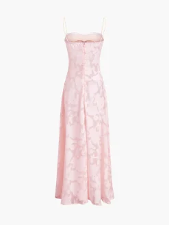 COMMENSE Floral Dresses|Summer Dresses^Rosalia Semi-sheer Floral Mesh Long Dress Pink