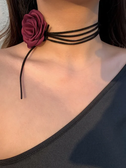 COMMENSE Necklaces|Accessories^Rosette Bud Choker Necklace Black