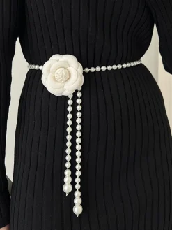 COMMENSE Belts & Chain|Accessories^Rosette Pearls Belly Chain White
