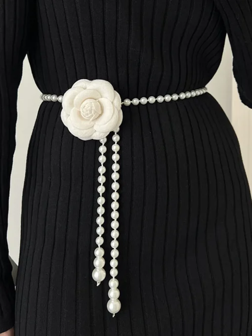 COMMENSE Belts & Chain|Accessories^Rosette Pearls Belly Chain White