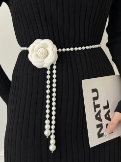 COMMENSE Belts & Chain|Accessories^Rosette Pearls Belly Chain White