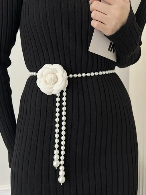 COMMENSE Belts & Chain|Accessories^Rosette Pearls Belly Chain White