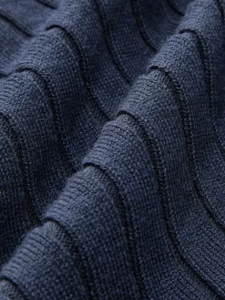 COMMENSE Knitwear|Tops^Round Neck Button Skinny Knit Top Navy