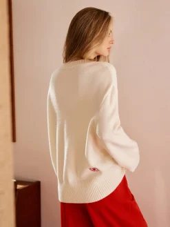 COMMENSE Sweater Tops|Sweaters & Cardigans^Round Neck Jacquard Sweater White
