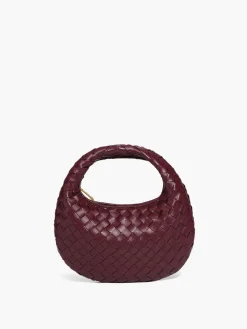COMMENSE Bags|Accessories^Rounded Woven Zipper Handbag Burgundy