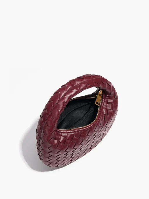 COMMENSE Bags|Accessories^Rounded Woven Zipper Handbag Burgundy