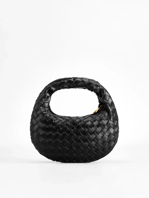 COMMENSE Bags|Accessories^Rounded Woven Zipper Handbag Burgundy