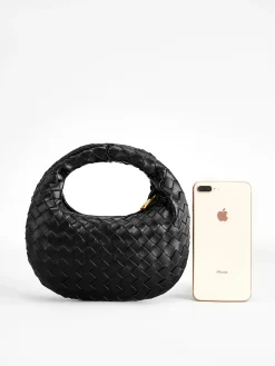 COMMENSE Bags|Accessories^Rounded Woven Zipper Handbag Burgundy