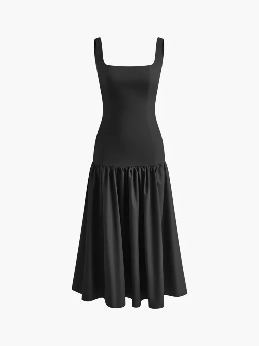 COMMENSE Black Dresses|Casual Dresses^Ruffle Long Cami Sundress Black