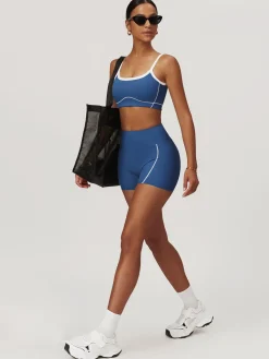 COMMENSE Activewear^Seamless Contrast Binding Sports Bra Blue