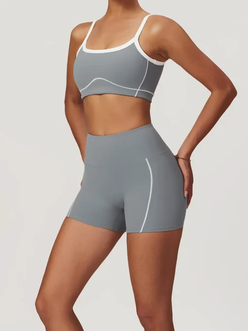 COMMENSE Activewear^Seamless Contrast Binding Sports Bra Blue