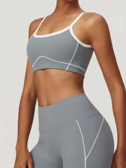 COMMENSE Activewear^Seamless Contrast Binding Sports Bra Blue