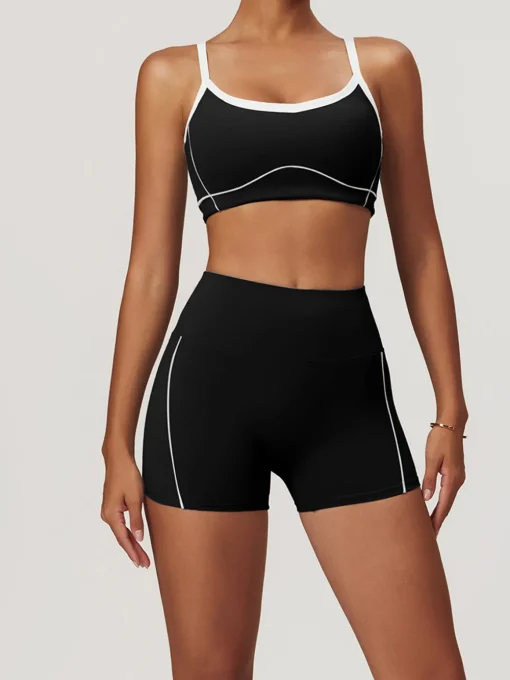 COMMENSE Activewear^Seamless Contrast Binding Sports Bra Blue