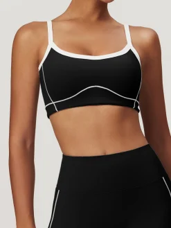 COMMENSE Activewear^Seamless Contrast Binding Sports Bra Blue