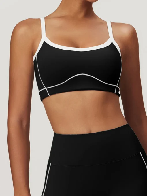 COMMENSE Activewear^Seamless Contrast Binding Sports Bra Blue