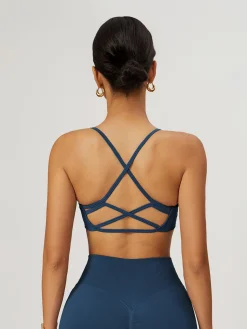 COMMENSE Activewear^Seamless Cross Back Sports Bra Navy