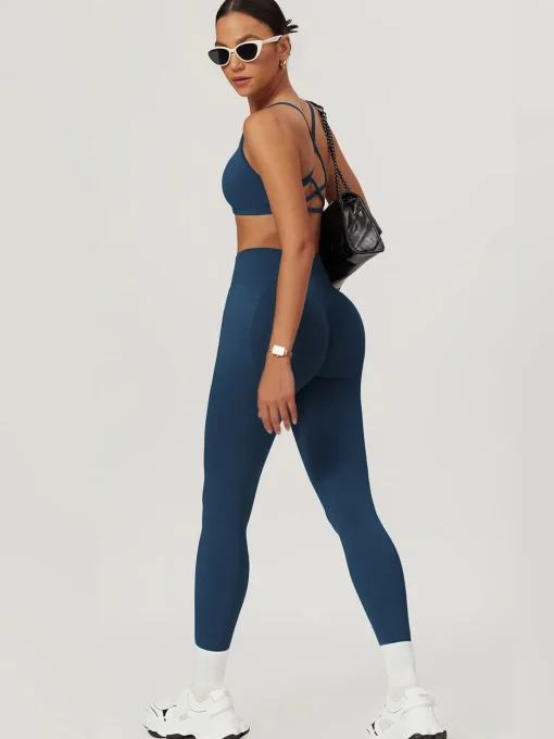 COMMENSE Activewear^Seamless Cross Back Sports Bra Navy