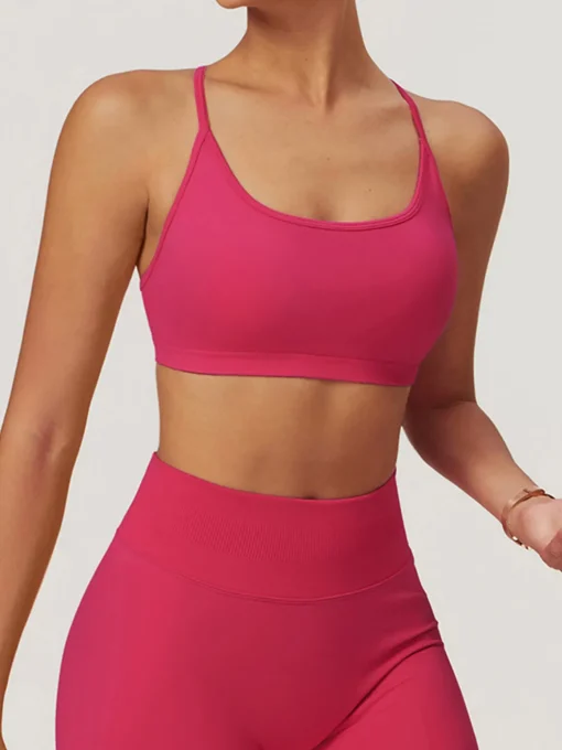 COMMENSE Activewear^Seamless Cross Back Sports Bra Navy