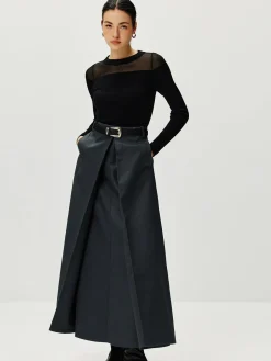 COMMENSE Sweater Tops|Sweaters & Cardigans^Semi-Sheer Panel Sweater Black