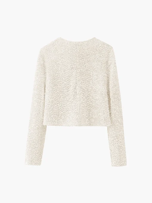 COMMENSE Blouses & Shirts|Tops^Sequined Velvet Bowknot Decor Blouse Beige