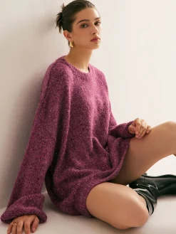 COMMENSE Sweater Tops|Sweaters & Cardigans^Sequins Loose Sweater Purple