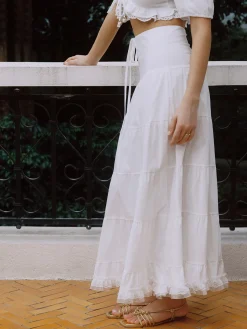 COMMENSE Skirts^Serendipity Bow Detail Maxi Skirt White