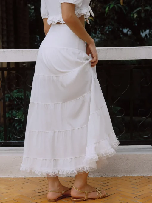 COMMENSE Skirts^Serendipity Bow Detail Maxi Skirt White
