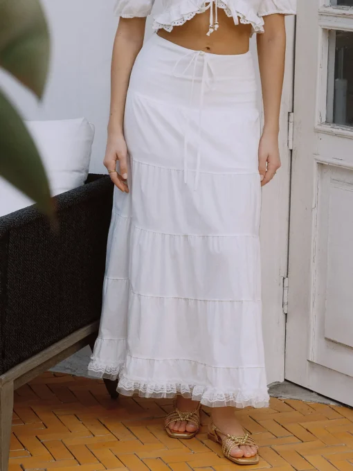 COMMENSE Skirts^Serendipity Bow Detail Maxi Skirt White