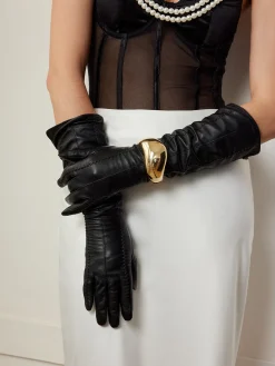 COMMENSE Accessories^Sheepskin Long Gloves Black