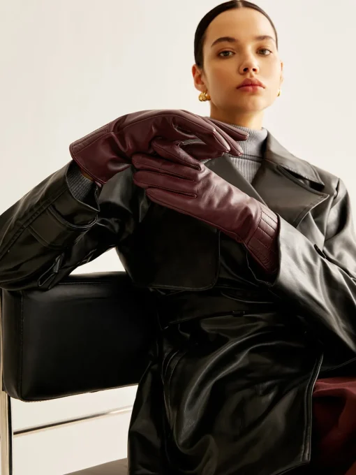 COMMENSE Accessories^Sheepskin Warm Gloves Burgundy