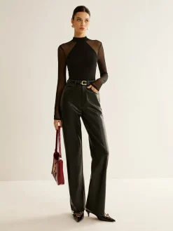 COMMENSE T-shirts|Tops^Sheer Long Sleeve Jersey Top Black