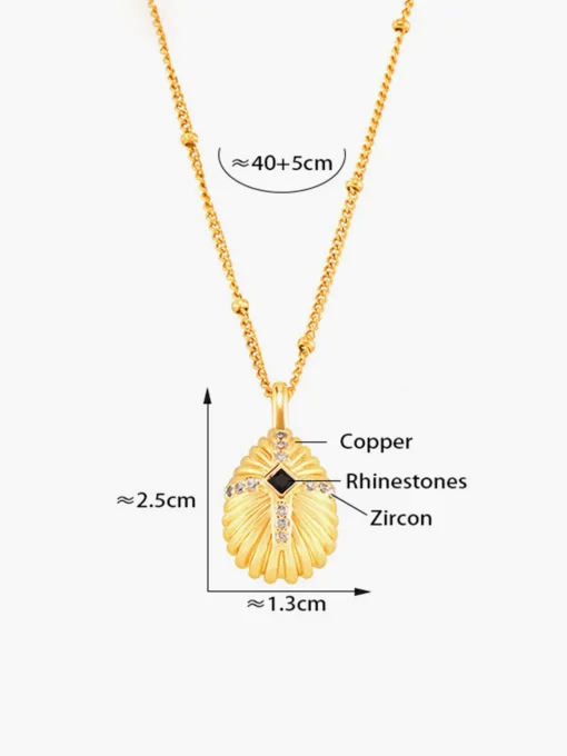 COMMENSE Necklaces|Accessories^Shell Cross Set Diamond Pendant Necklace Gold