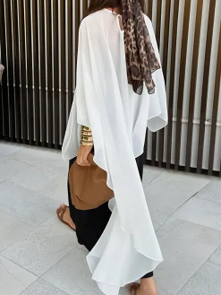 COMMENSE Swimwear|Tops^Shift Chiffon Asymmetrical Cover Up White
