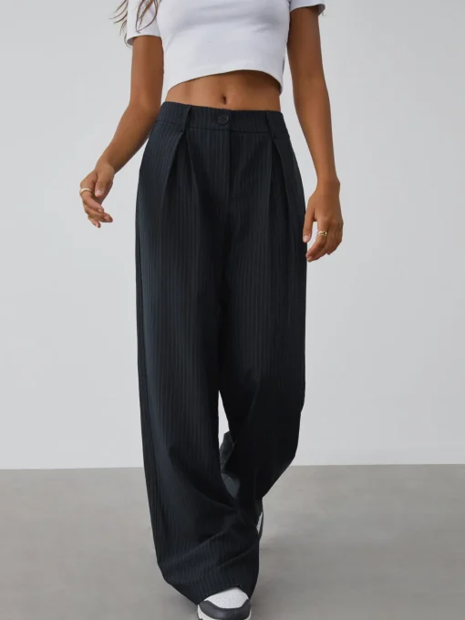 COMMENSE Wide Leg|Pants^Shock Value Pinstripe Wide Leg Dress Pants Blue