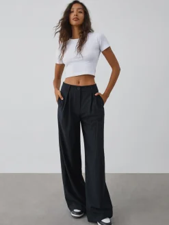 COMMENSE Wide Leg|Pants^Shock Value Pinstripe Wide Leg Dress Pants Blue