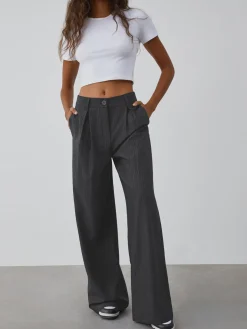 COMMENSE Wide Leg|Pants^Shock Value Pinstripe Wide Leg Dress Pants Blue