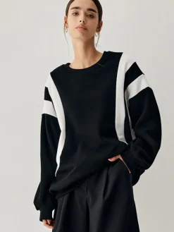 COMMENSE Sweatshirts & Hoodies|Tops^Side Panel Oversized Sweatshirt Black