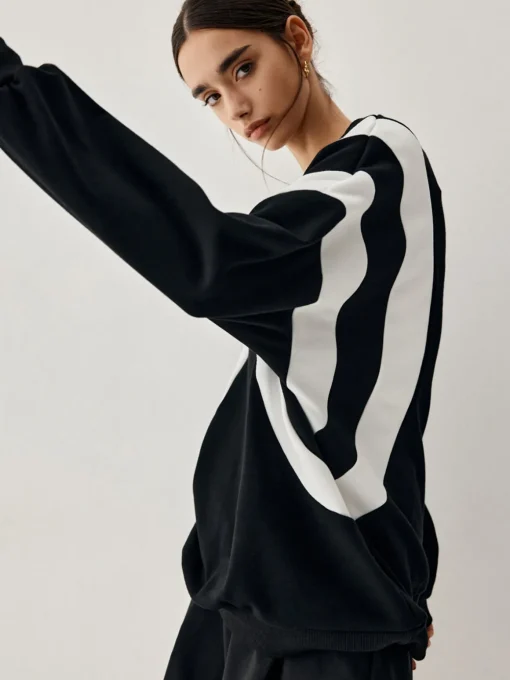 COMMENSE Sweatshirts & Hoodies|Tops^Side Panel Oversized Sweatshirt Black