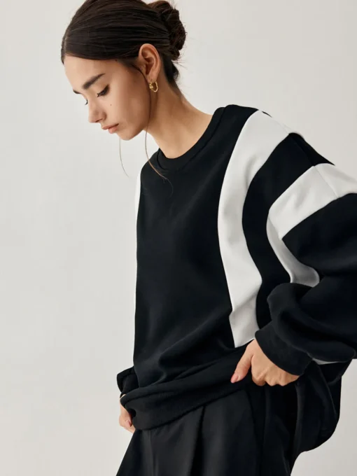 COMMENSE Sweatshirts & Hoodies|Tops^Side Panel Oversized Sweatshirt Black