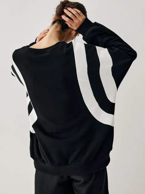 COMMENSE Sweatshirts & Hoodies|Tops^Side Panel Oversized Sweatshirt Black