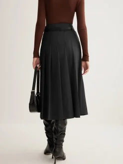 COMMENSE Skirts|Bottoms^Side Split Pleated Skirt Without Belt Grey