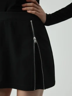 COMMENSE Skirts|Bottoms^Side Zipper Detail Mini Skirt Black