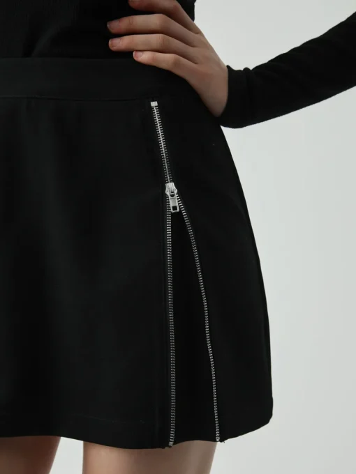 COMMENSE Skirts|Bottoms^Side Zipper Detail Mini Skirt Black