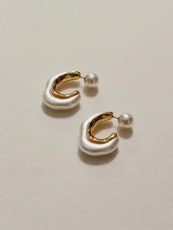 COMMENSE Earrings|Accessories^Silver Needle Pearl Earrings Gold