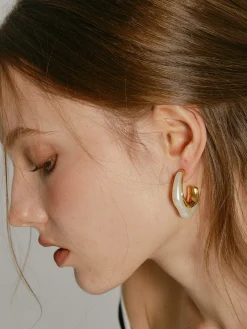 COMMENSE Earrings|Accessories^Silver Needle Pearl Earrings Gold